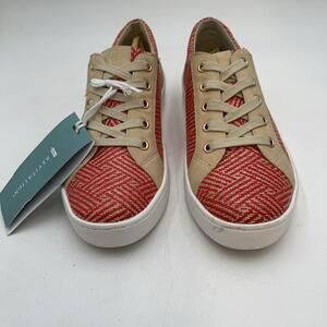 Revitalign Amalfi Shoes Womens Size 7.5 Blazing Red Natural Herringbone Sneakers